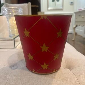 Red Tolle Metal Star Patterned Decorative Flowe Pot Planter NEW